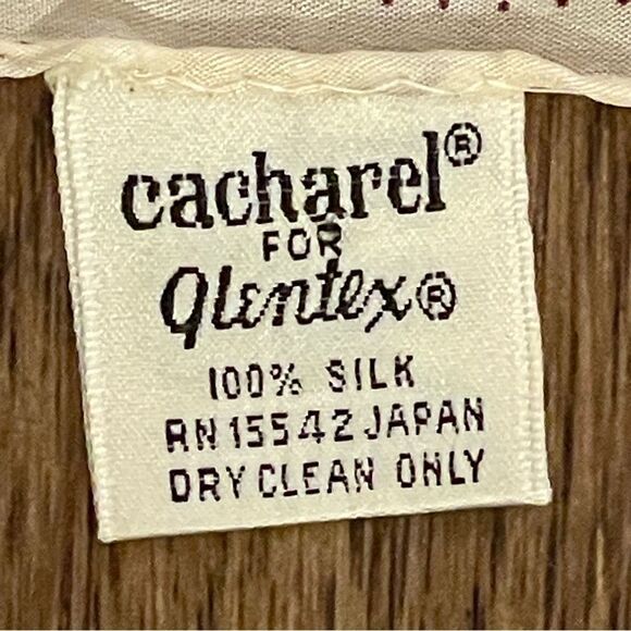 Vintage Cacharel For Glentex 100% SILK Scarf Pink Purple Cream Tan - Picture 7 of 9